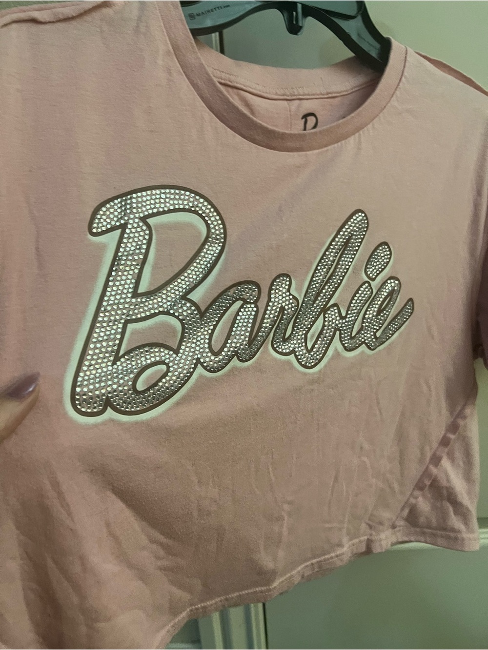 Barbie Pink Rhinestone Crop Top - Picture 2 of 6